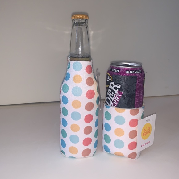 Set of Beer Cozy in Rainbow Polka Dots - Picture 2 of 5
